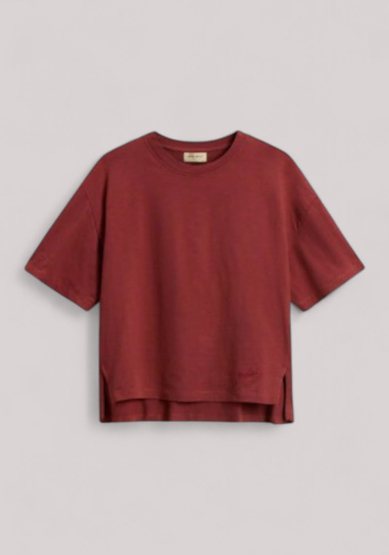 T-SHIRT DONNA IN PURO COTONE MADDER BROWN - Linassi