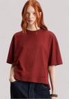 T-SHIRT DONNA IN PURO COTONE MADDER BROWN - Linassi