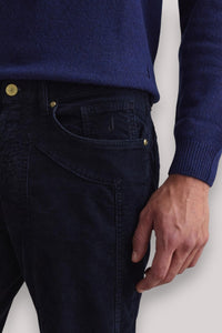 PANTALONE UOMO VELLUTO CON TOPPA BLU SCURO - Linassi