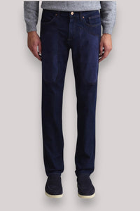 JEANS UOMO CON TOPPA IN ALCANTARA BLU - Linassi