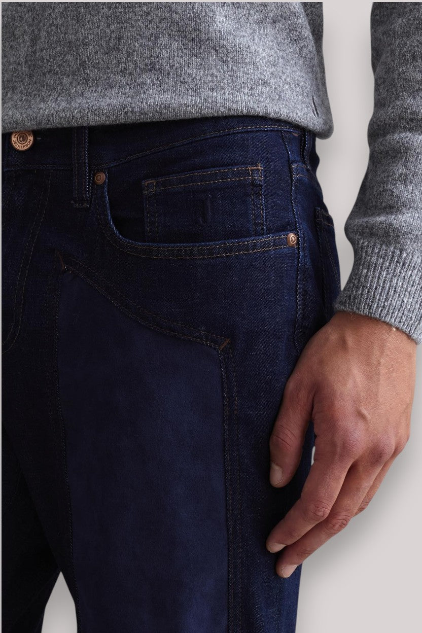 JEANS UOMO CON TOPPA IN ALCANTARA BLU - Linassi