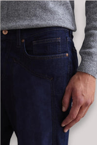 JEANS UOMO CON TOPPA IN ALCANTARA BLU - Linassi