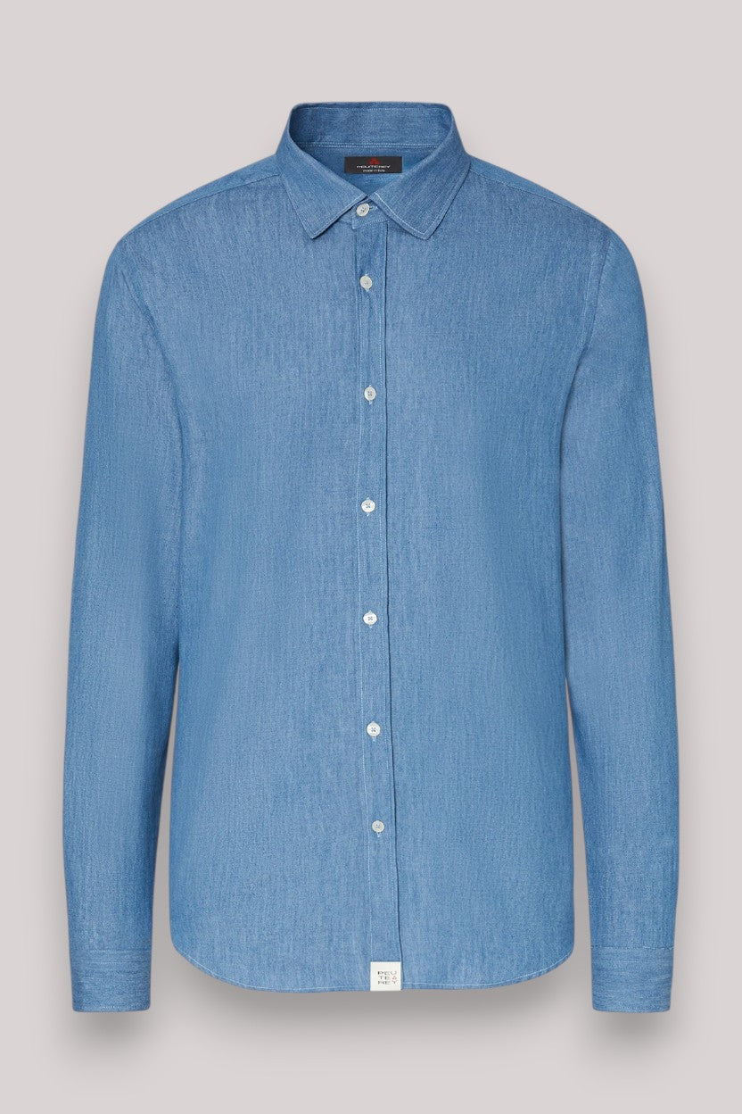CAMICIA UOMO CHAMBRAY BLU - Linassi