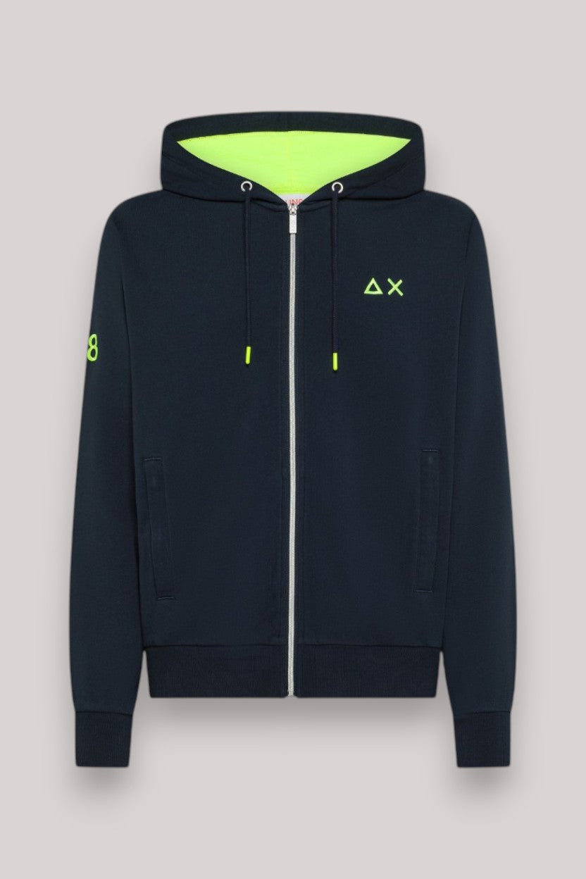 FELPA UOMO CON CAPPUCCIO FULL ZIP NAVY BLUE - Linassi