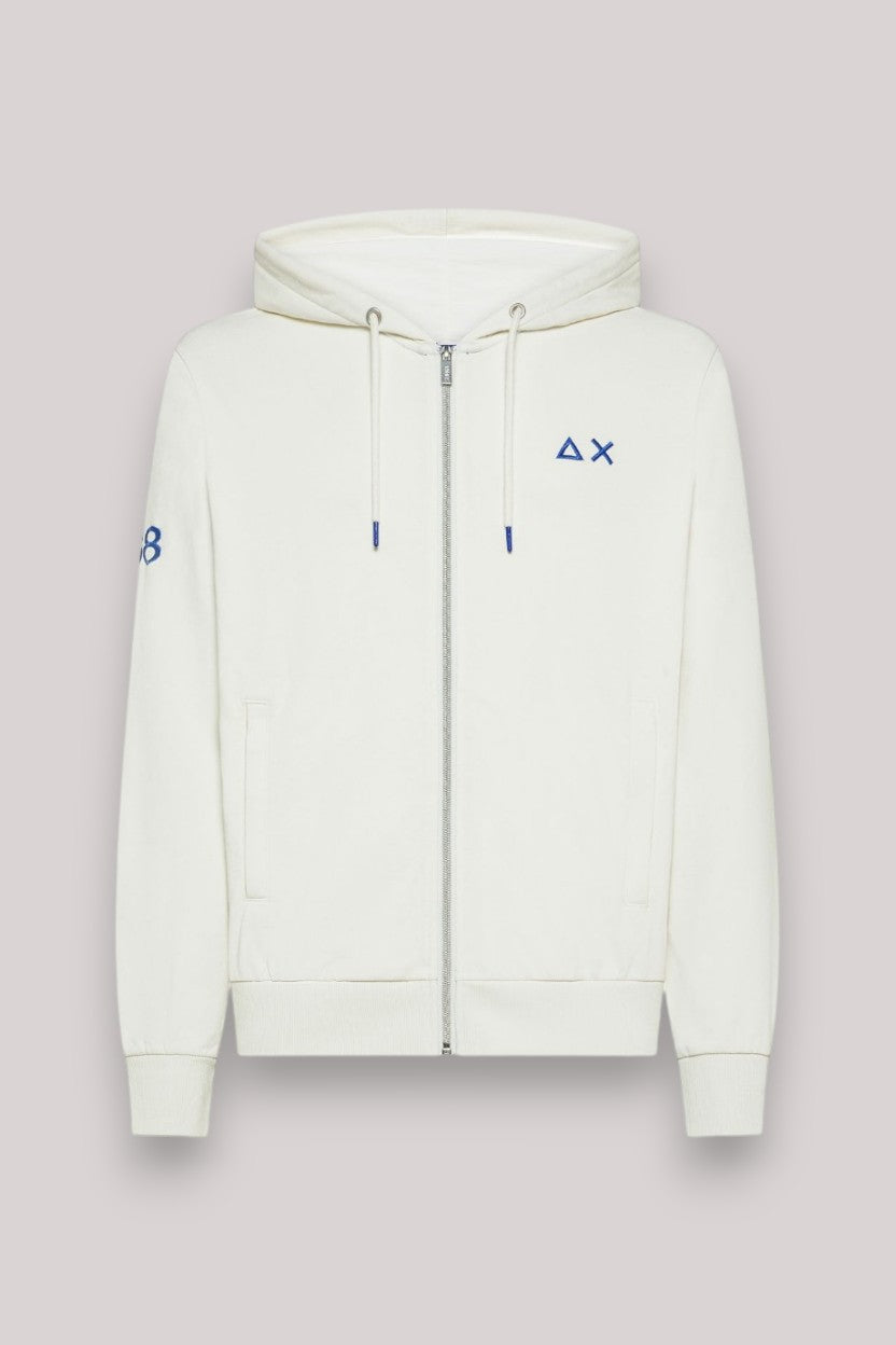 FELPA UOMOCON CAPPUCCIO FULL ZIP BIANCO PANNA - Linassi