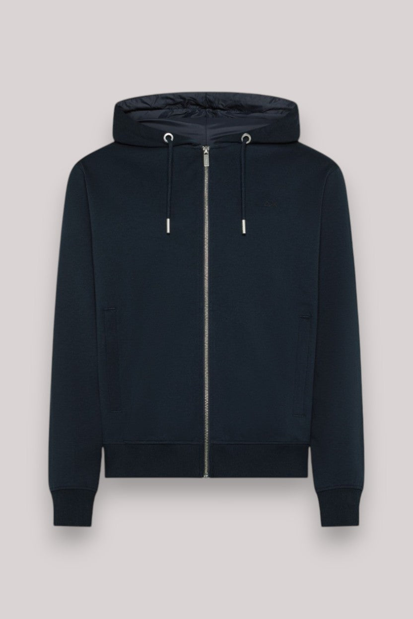 FELPA UOMO CON CAPPUCCIO FULL ZIP NAVY BLUE - Linassi