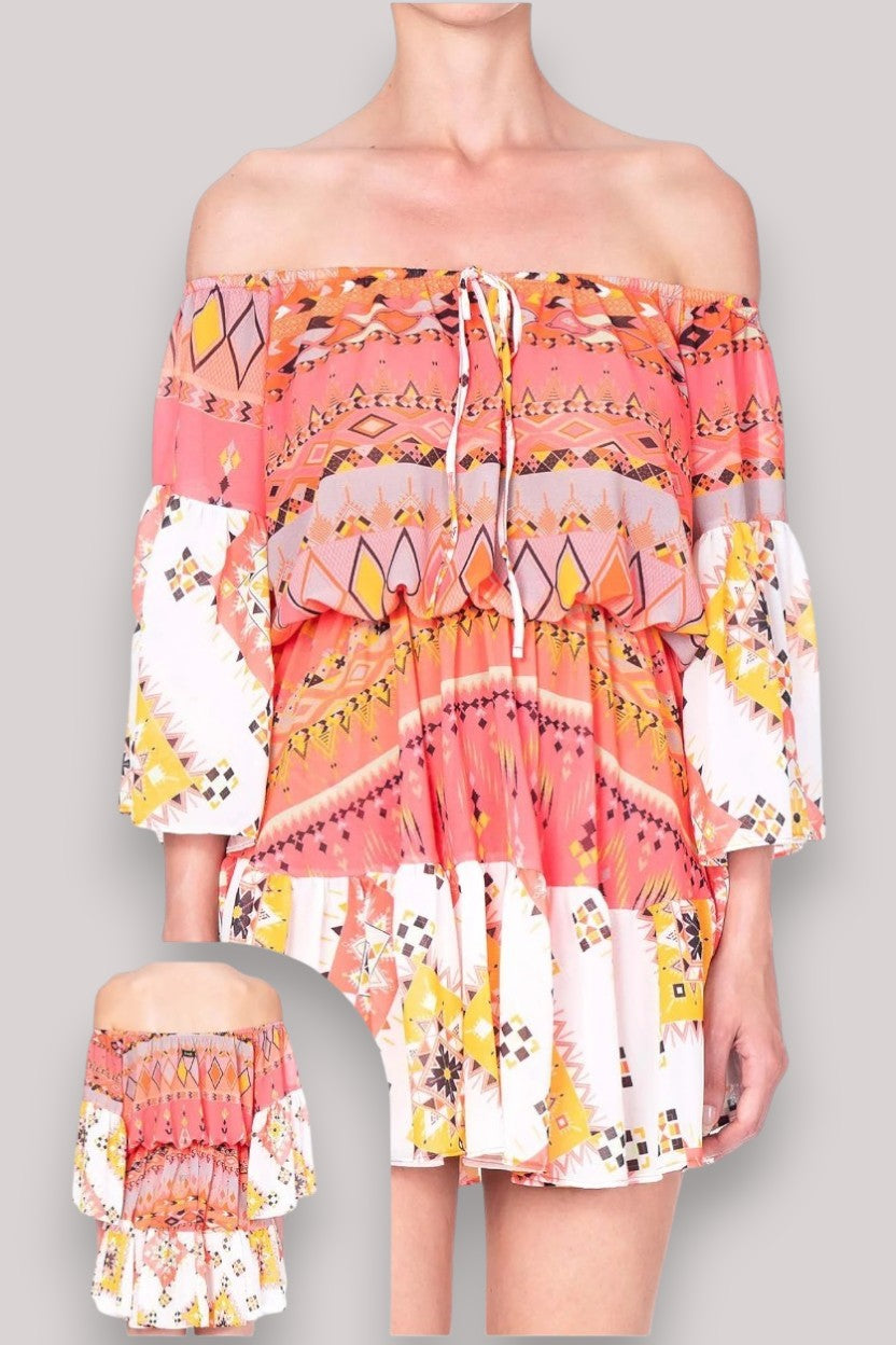 ABITO DONNA COPRICOSTUME MULTICOLOR - FK23-1613