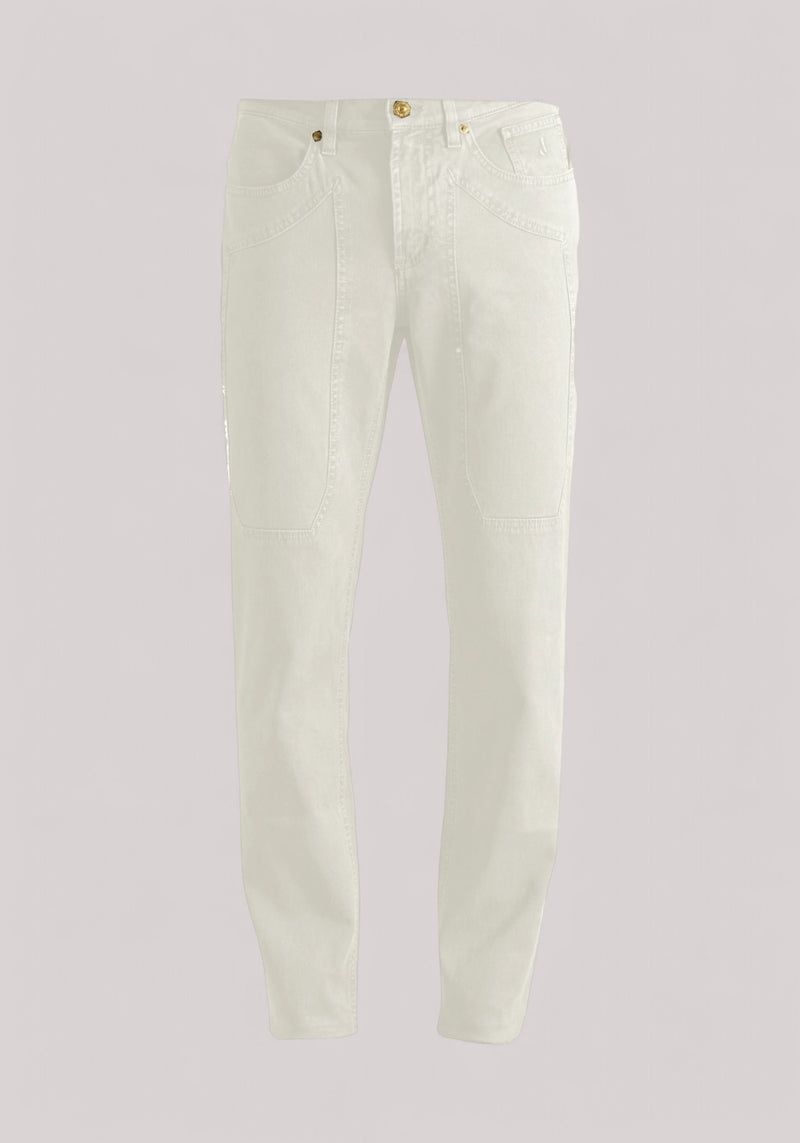 PANTALONE UOMO CON TOPPA SLIM BIANCO PANNA - Linassi