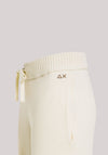 PANTALONI IN LANA E CASHMERE DONNA BIANCO PANNA