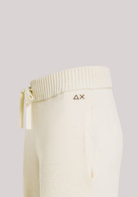 PANTALONI IN LANA E CASHMERE DONNA BIANCO PANNA