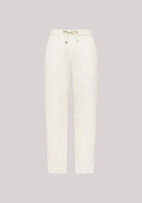 PANTALONI IN LANA E CASHMERE DONNA BIANCO PANNA