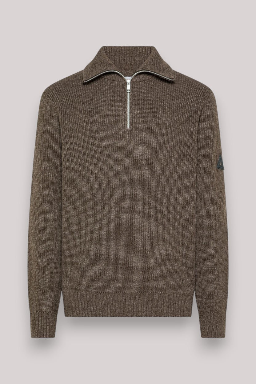 MAGLIA UOMO HALF ZIP ENGLISH RIB WARM WOOL TORTORA