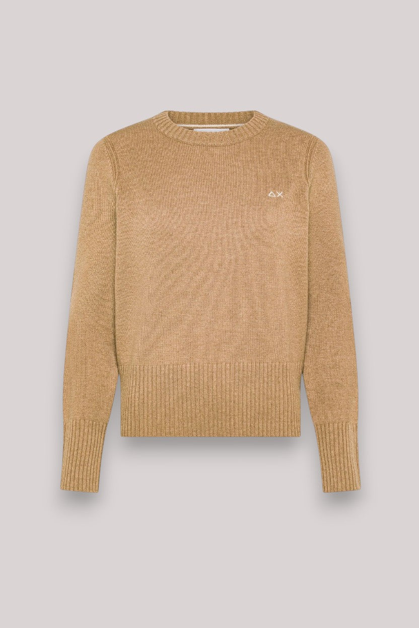MAGLIA DONNA SWEATER BASIC WARM WOOL CAMMELLO - Linassi