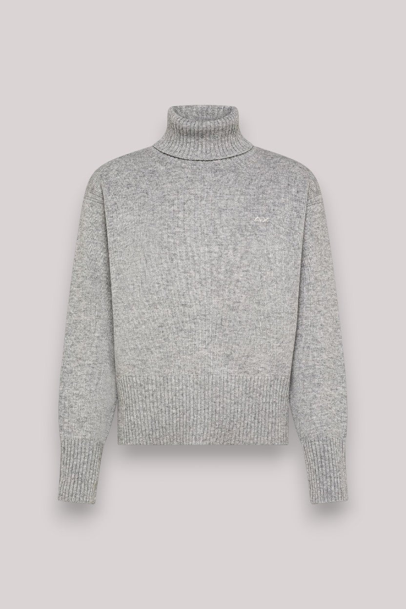 MAGLIA DONNA TURTLE SWEATER BASIC WARM WOOL GRIGIO CHIARO - Linassi