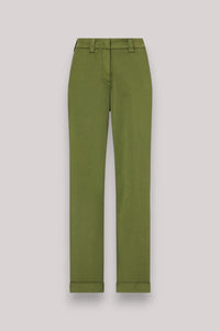 PANTALONE DONNA IN COTONE VERDE SCURO - Linassi