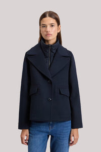 GIACCONE DONNA MELTON BLUE - MELTON WOOL 2IN1 PEACOAT - Linassi
