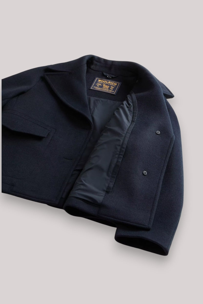 GIACCONE DONNA MELTON BLUE - MELTON WOOL 2IN1 PEACOAT - Linassi