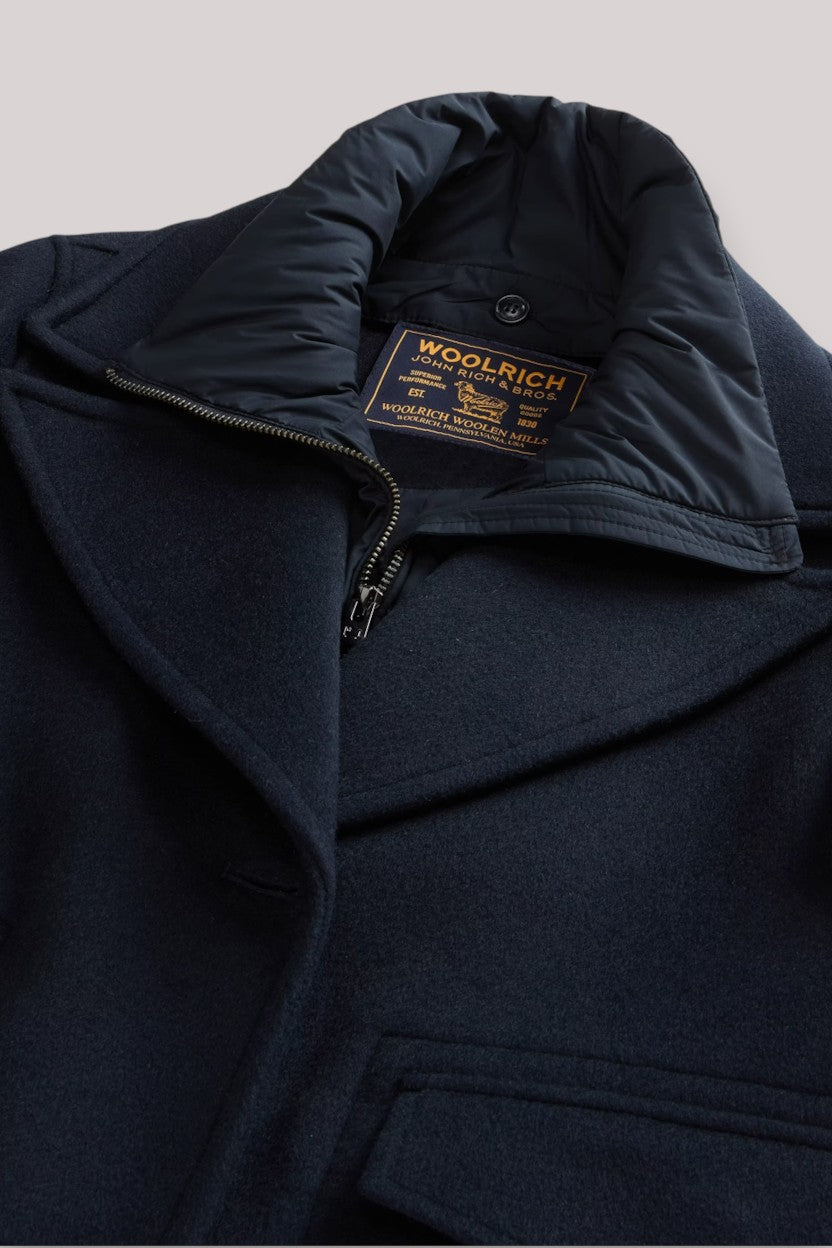 GIACCONE DONNA MELTON BLUE - MELTON WOOL 2IN1 PEACOAT - Linassi