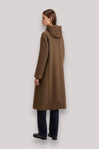 GIACCONE DONNA DARK EARTH - MELTON WOOL COAT - Linassi