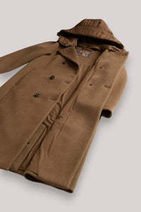 GIACCONE DONNA DARK EARTH - MELTON WOOL COAT - Linassi