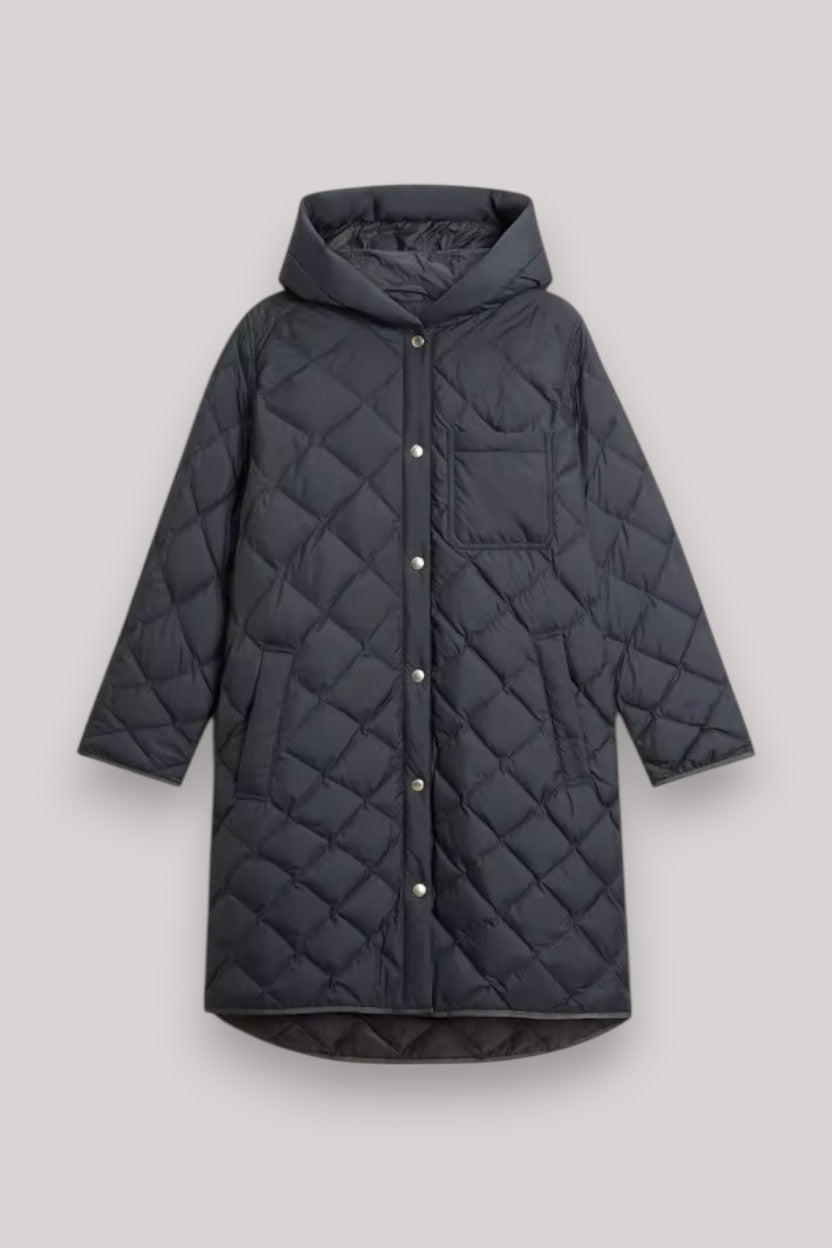 GIACCONE DONNA CHARCOAL GREY - MICROFIBER HOODED PARKA - Linassi