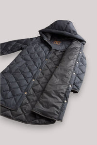 GIACCONE DONNA CHARCOAL GREY - MICROFIBER HOODED PARKA - Linassi