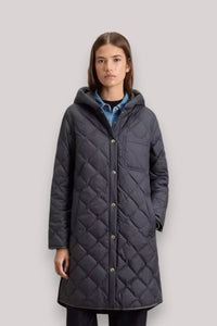 GIACCONE DONNA CHARCOAL GREY - MICROFIBER HOODED PARKA - Linassi