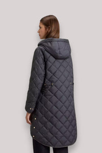 GIACCONE DONNA CHARCOAL GREY - MICROFIBER HOODED PARKA - Linassi