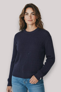 MAGLIA DONNA A TRECCE BLU GRAFITE - Linassi