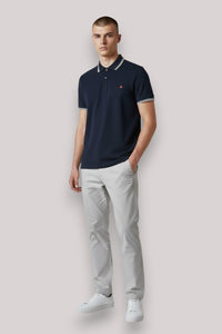 POLO UOMO IN PIQUET DI COTONE BLU GRAFITE - Linassi