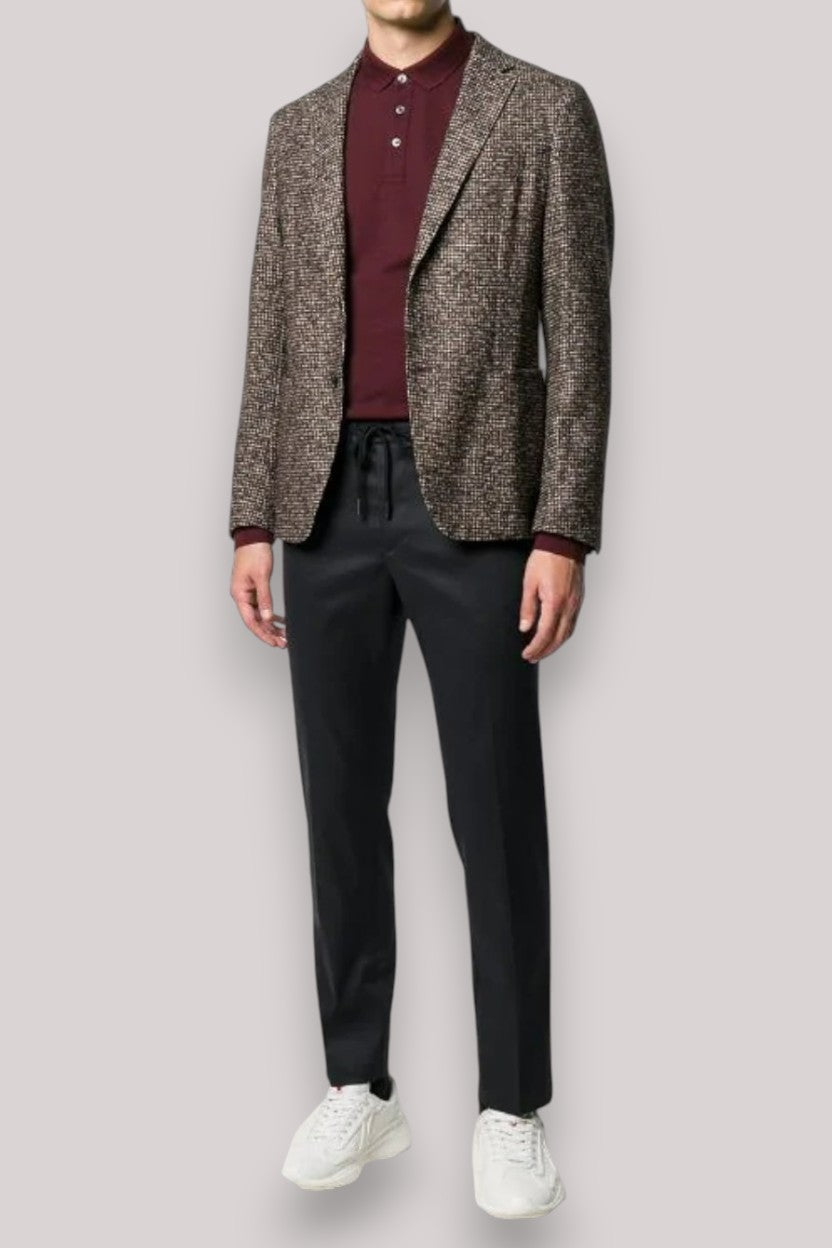 GIACCA UOMO SLIM FIT IN MISTO LANA VERGINE  MARRONE - Linassi