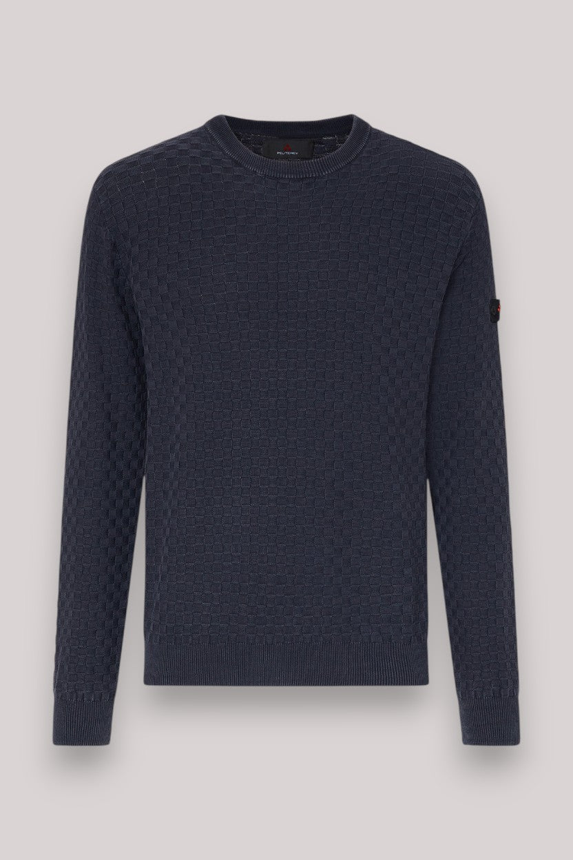 MAGLIA UOMO IN COTONE BLU GRAFITE - Linassi