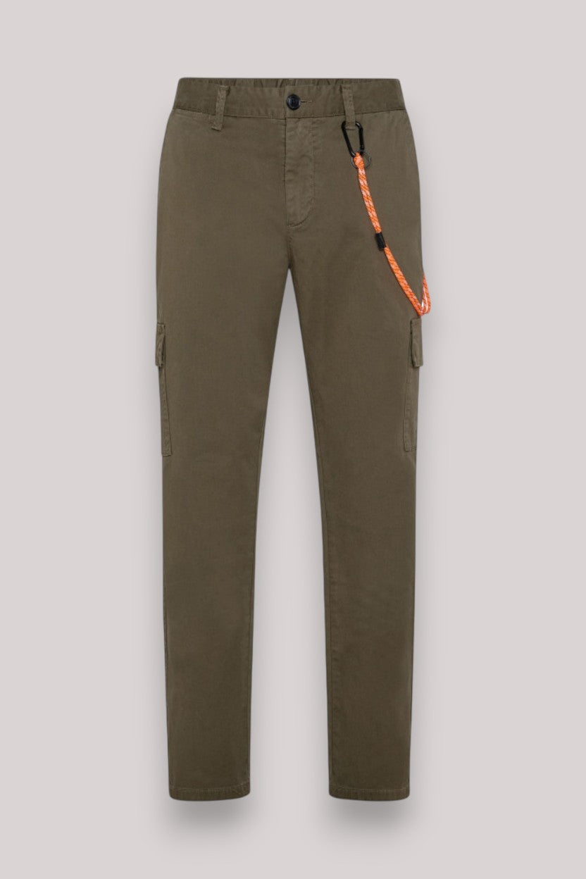 PANTALONE UOMO CARGO IN COTONE STRETCH MILITARE - Linassi