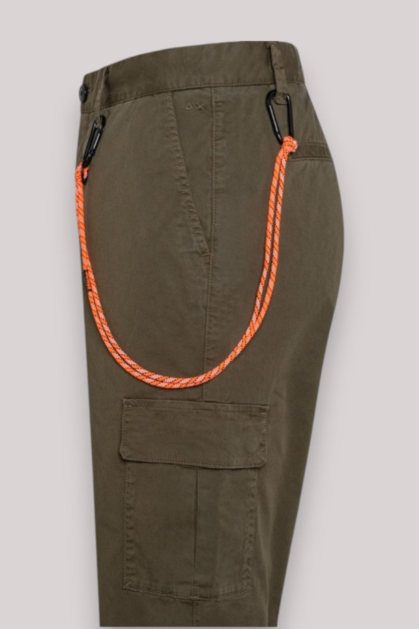 PANTALONE UOMO CARGO IN COTONE STRETCH MILITARE - Linassi
