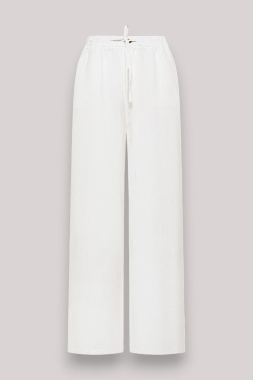 PANTALONE DONNA WIDE LEG BIANCO PANNA - Linassi