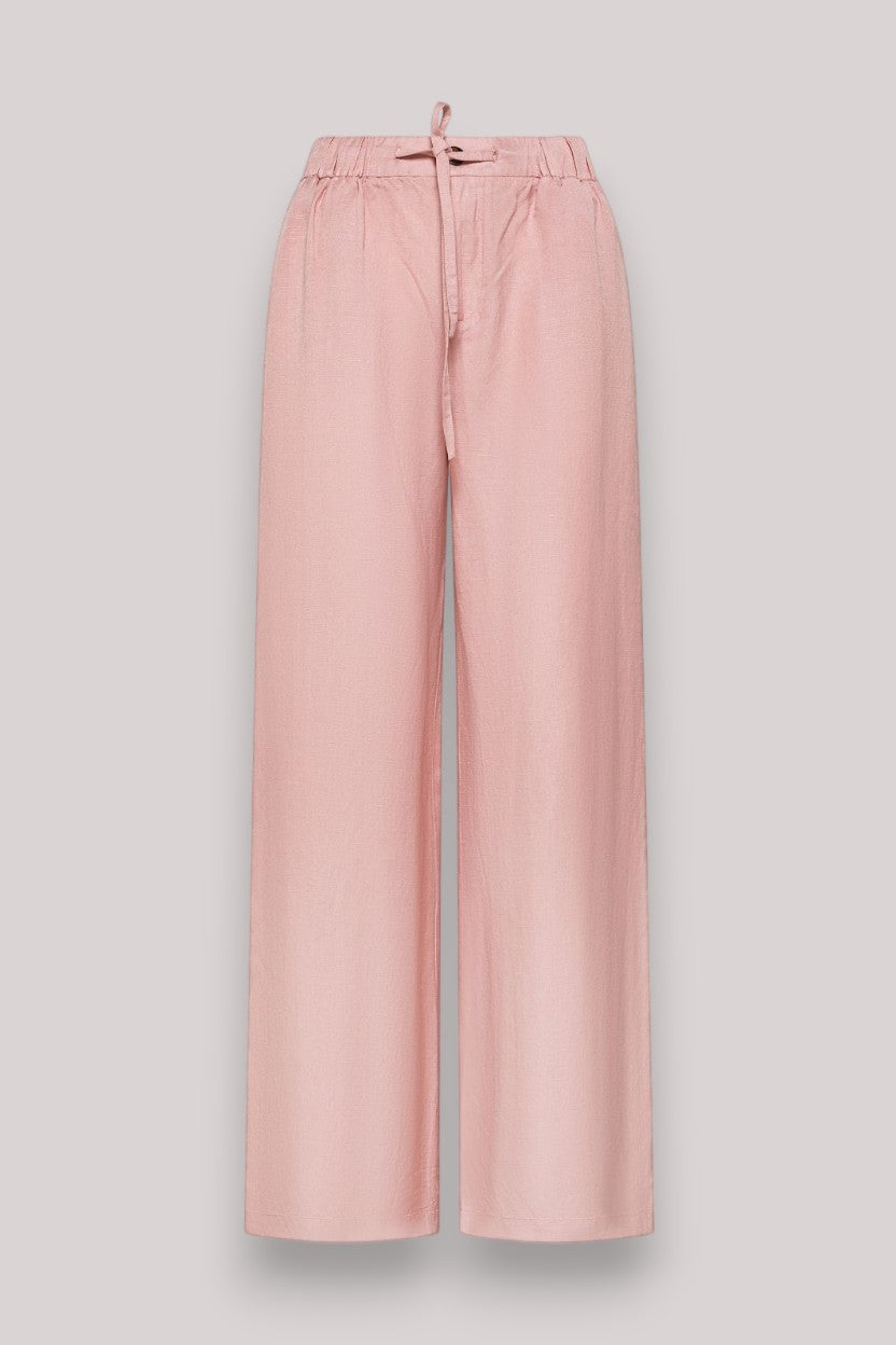 PANTALONE DONNA WIDE LEG ROSA PORCELLANA - Linassi