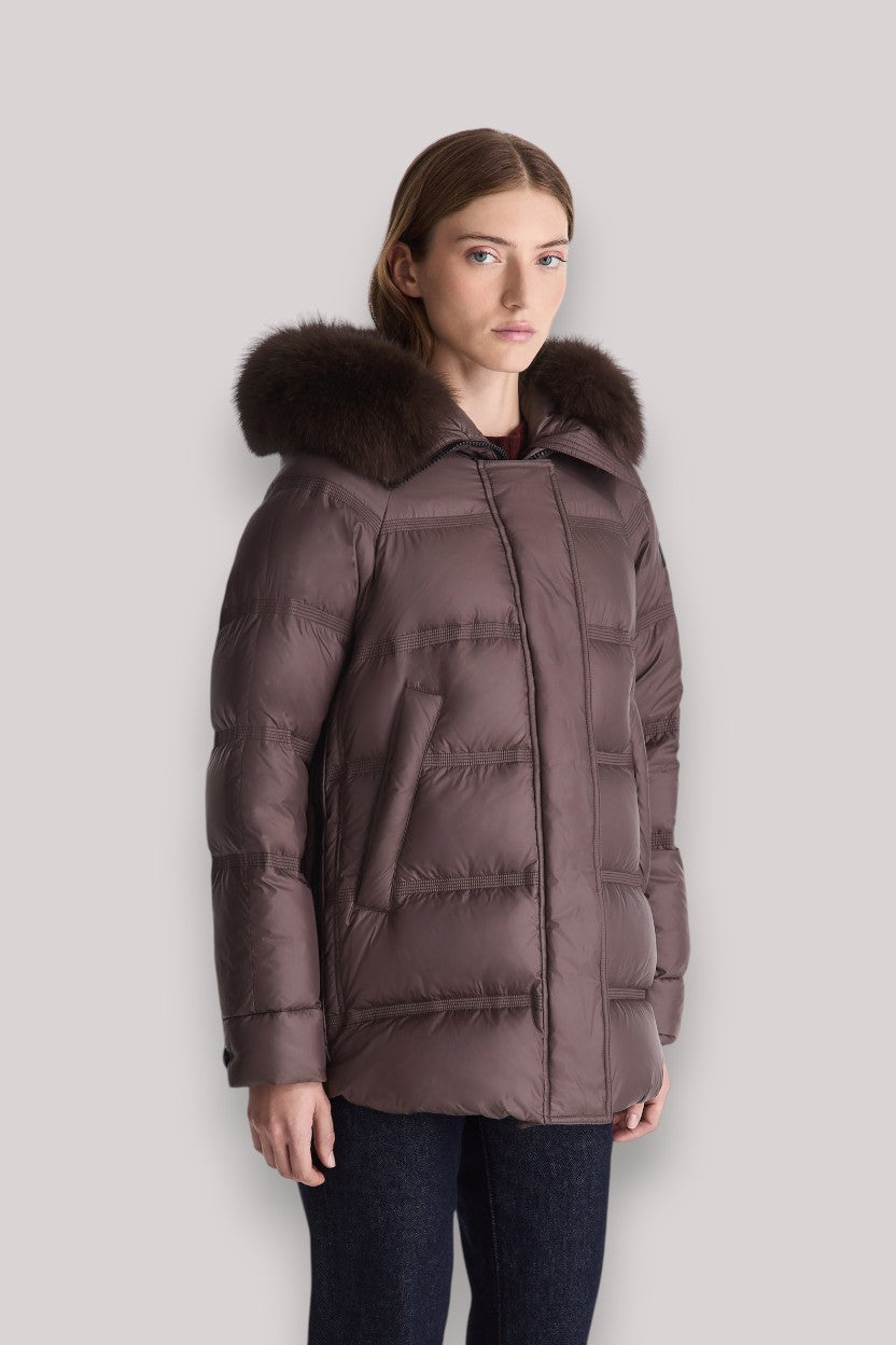 GIACCONE DONNA TAKAN MQN 04 FUR CHICORY COFFEE