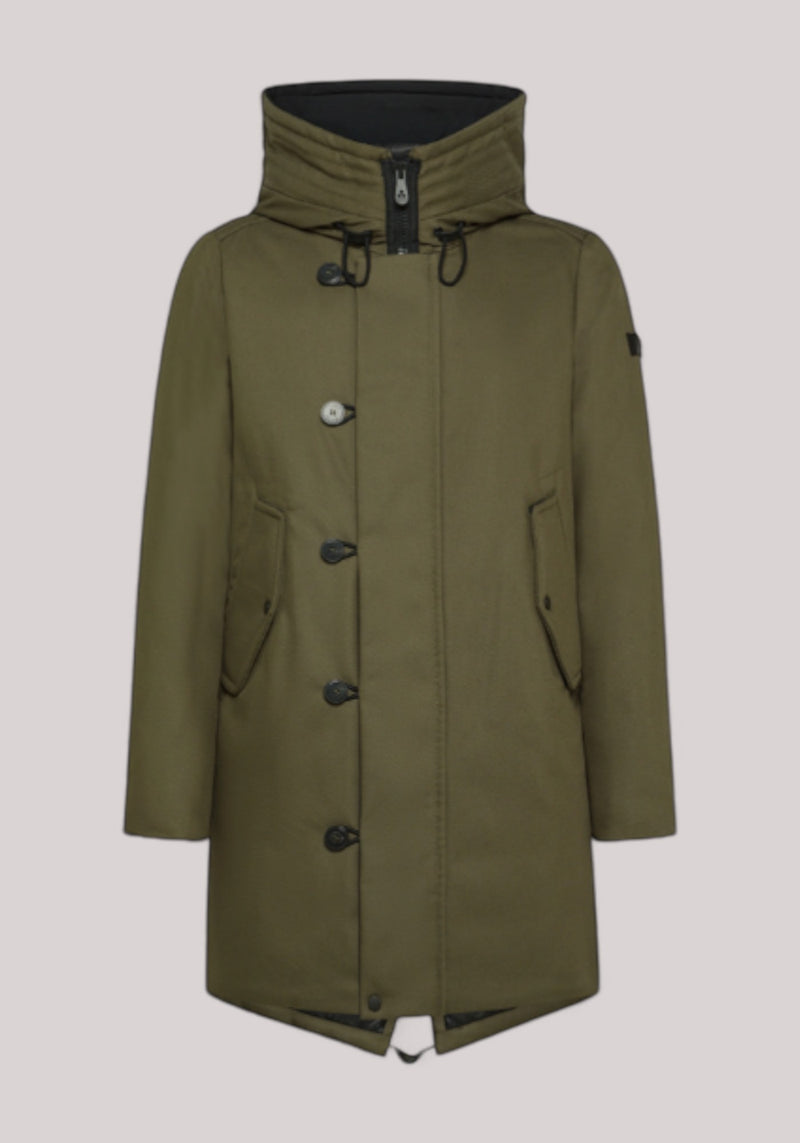 GIACCONE UOMO PARKA RESISTENTE IN TESSUTO MADE IN ITALY VERDE FOGLIAME - Linassi