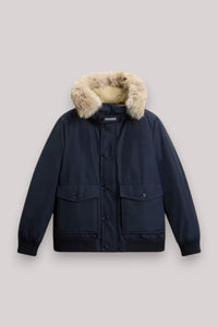 GIACCONE UOMO MELTON BLUE - POLAR DETACHABLE FUR BOMB - Linassi