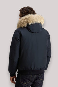 GIACCONE UOMO MELTON BLUE - POLAR DETACHABLE FUR BOMB - Linassi