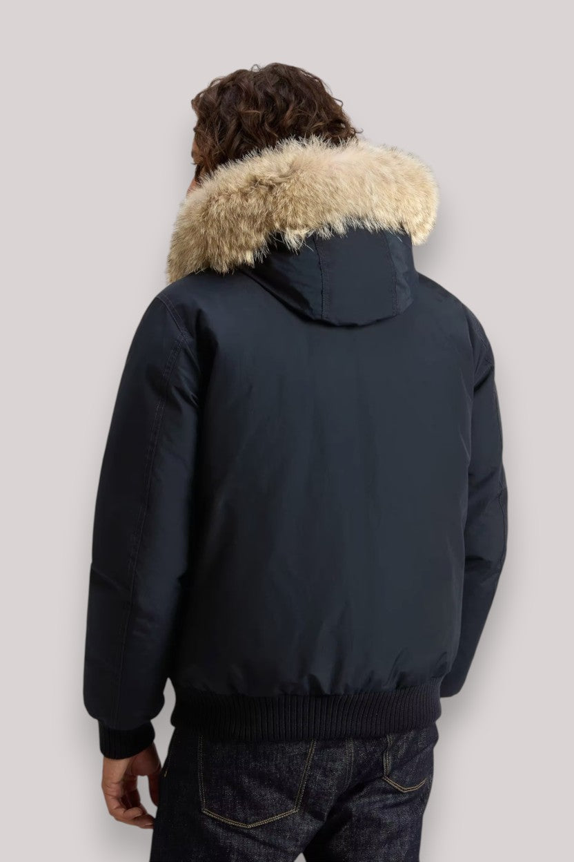 GIACCONE UOMO MELTON BLUE - POLAR DETACHABLE FUR BOMB - Linassi