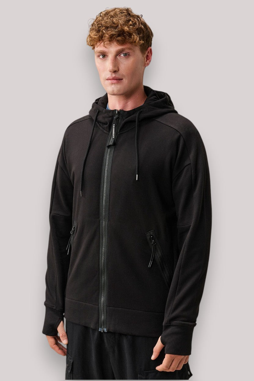 FELPA UOMO FULL ZIP CON CAPPUCCIO BLACK