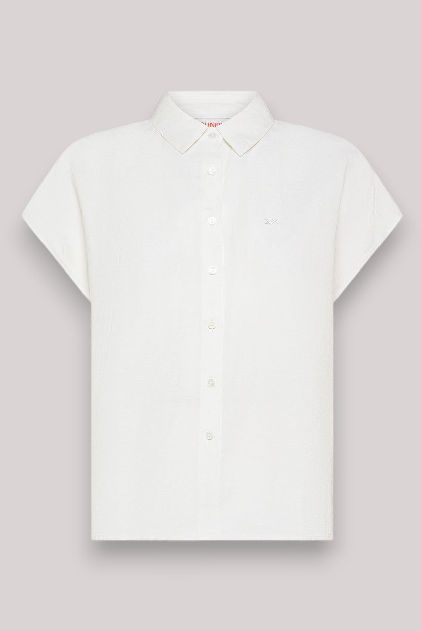 CAMICIA DONNA IN MISTO LINO BIANCO PANNA - Linassi
