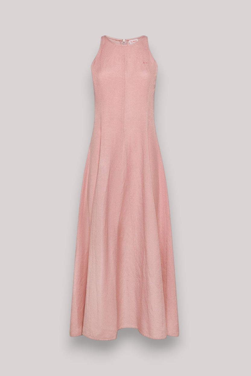 ABITO DONNA IN MISTO LINO ROSA PORCELLANA - Linassi