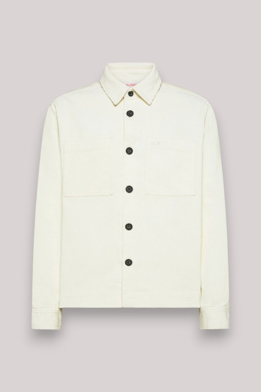 CAMICIA UOMO OVERSHIRT CORDUROY BIANCO PANNA - Linassi