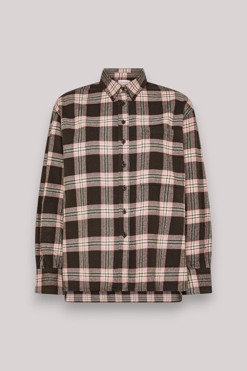 CAMICIA DONNA SHIRT OVER WITH CHECK TESTA DI MORO/ROSA - Linassi