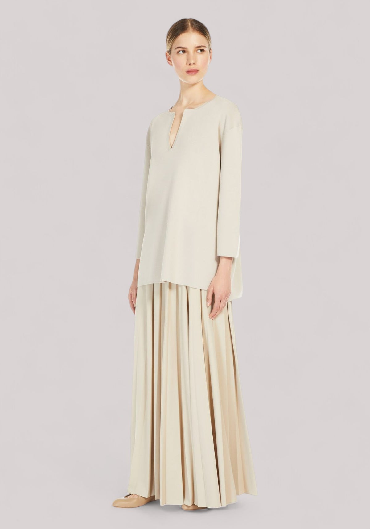 MAGLIA DONNA IN CREPE BEIGE