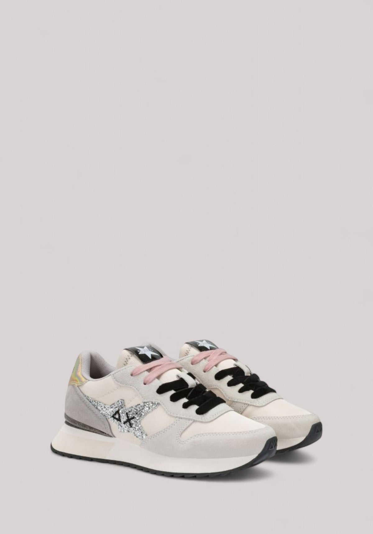 SCARPE DONNA STARGIRL GLITTER LOGO BIANCO PANNA