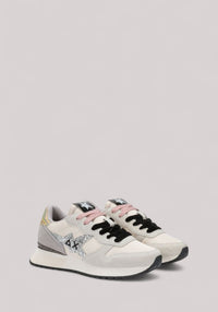 SCARPE DONNA STARGIRL GLITTER LOGO BIANCO PANNA