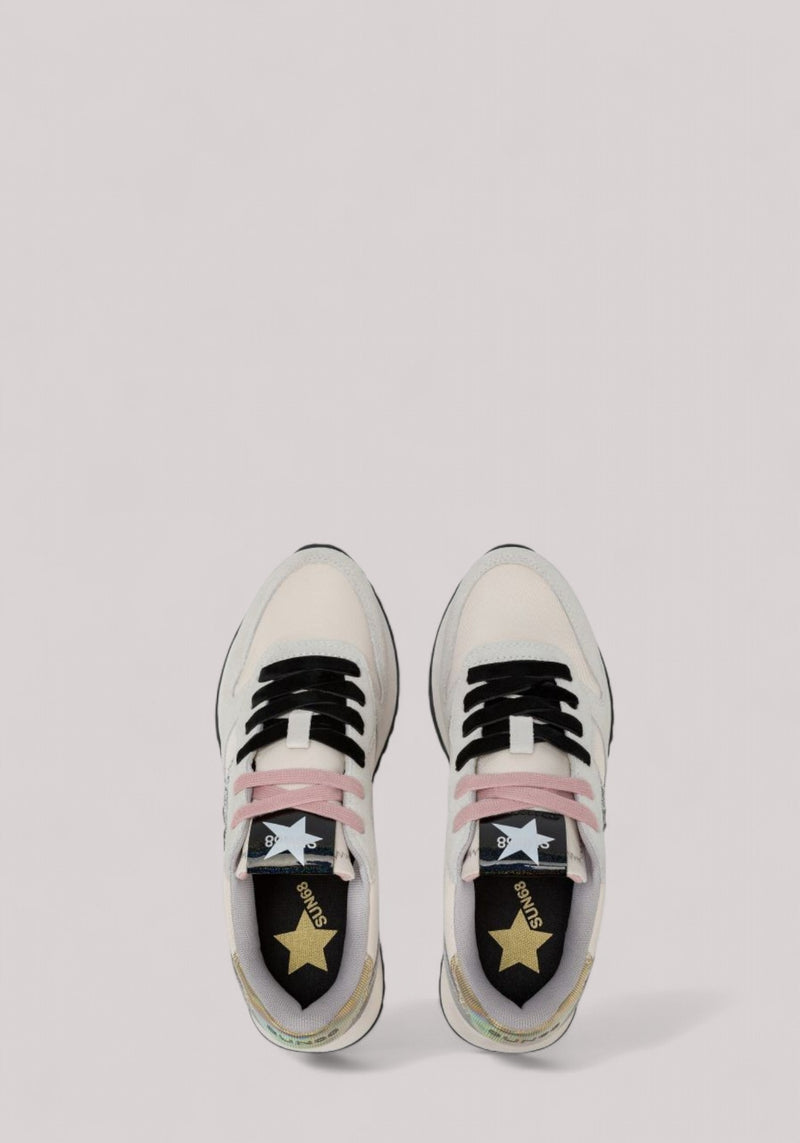 SCARPE DONNA STARGIRL GLITTER LOGO BIANCO PANNA